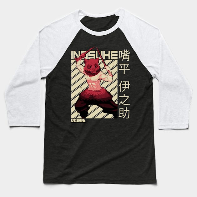 Inosuke Demon Slayer  Anime Baseball T-Shirt by hnmarart